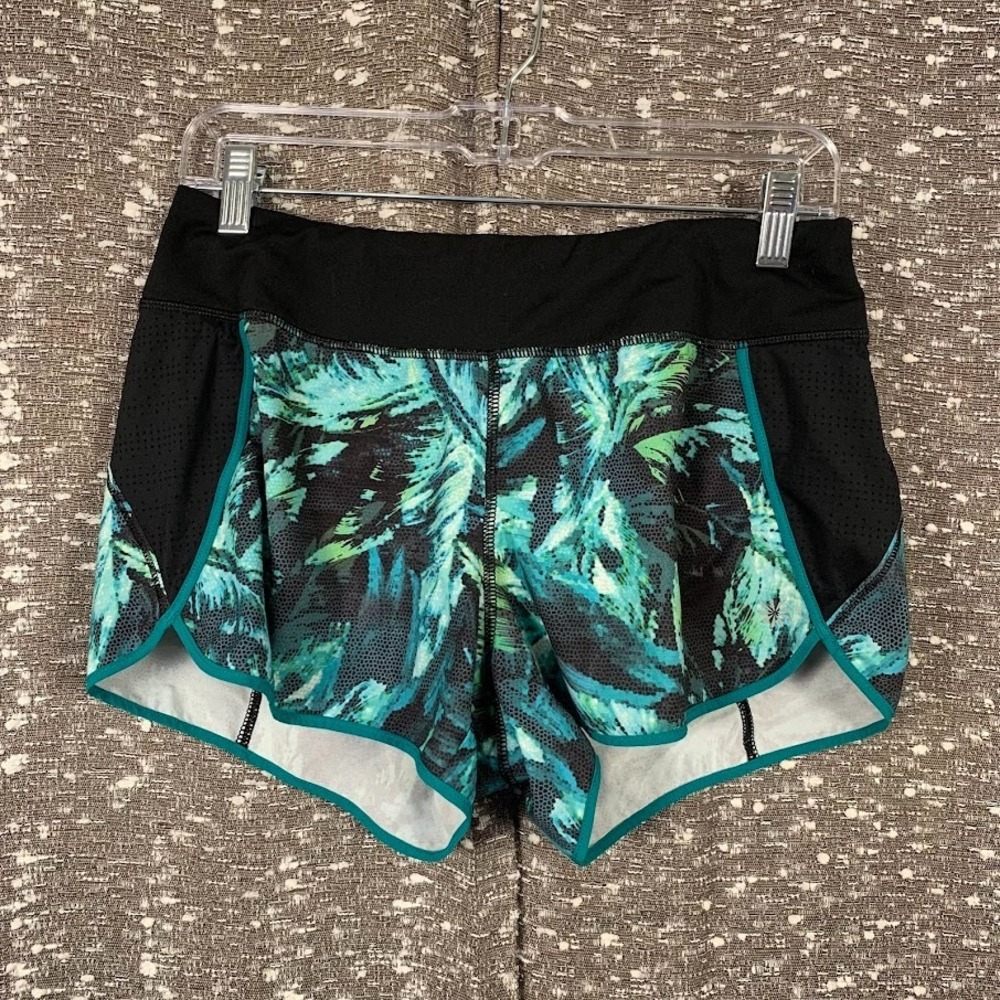 Athleta Track This Run Lined Shorts Black Teal 3'' Inseam Athletic Women's Small